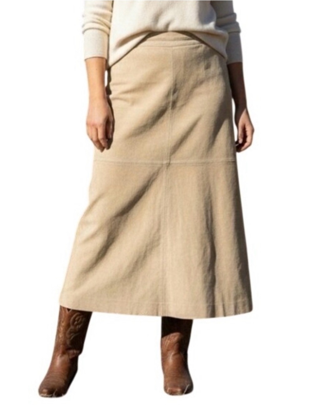 🪄Valerie Womens 100% Leather Maxi Skirt Back Slit Western Cowgirl A-Line✨